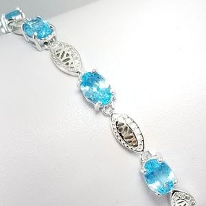 Sterling Silver Neon Blue Apatite Bracelet